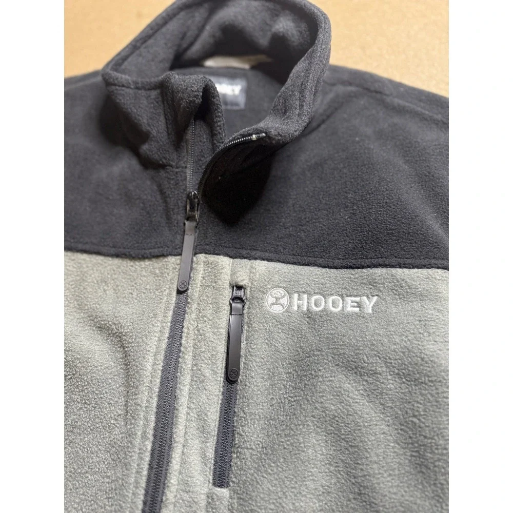 Hooey Mens Fleece Vest Full Zip Sleeveless Gray Black‎ Outdoors Casual